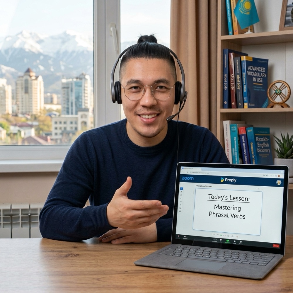 Kazakhstan IELTS students taking part in a live online class